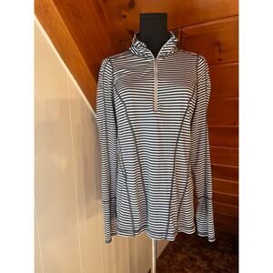 Zella Blue and White Striped Women's Long Sleeve Athletic Top sz M